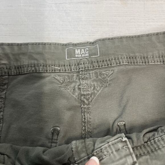 MAC Rich Jeans Cargo Pants Women’s Size 44/28 Green Cotton Stretch Utility Zip - Picture 6 of 10